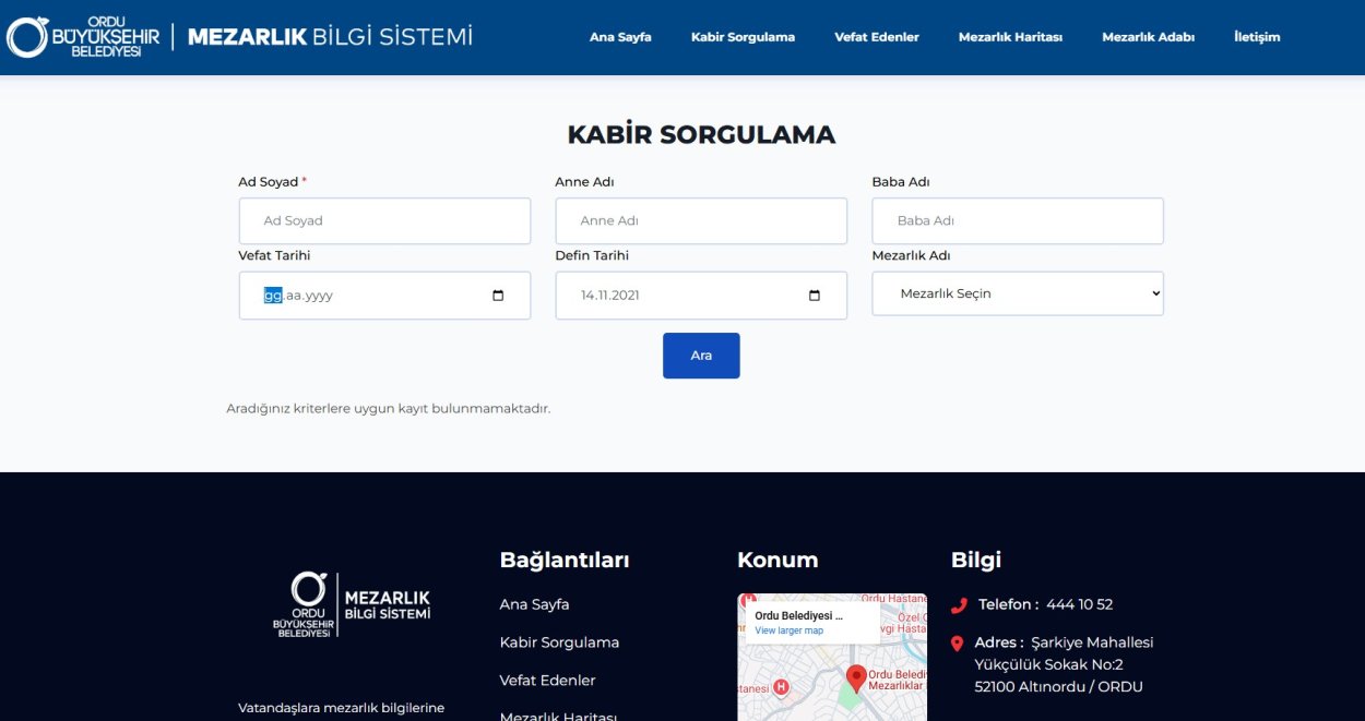 ORDU’DA MEZARLIK BİLGİ SİSTEMİ HİZMETE GİRDİ