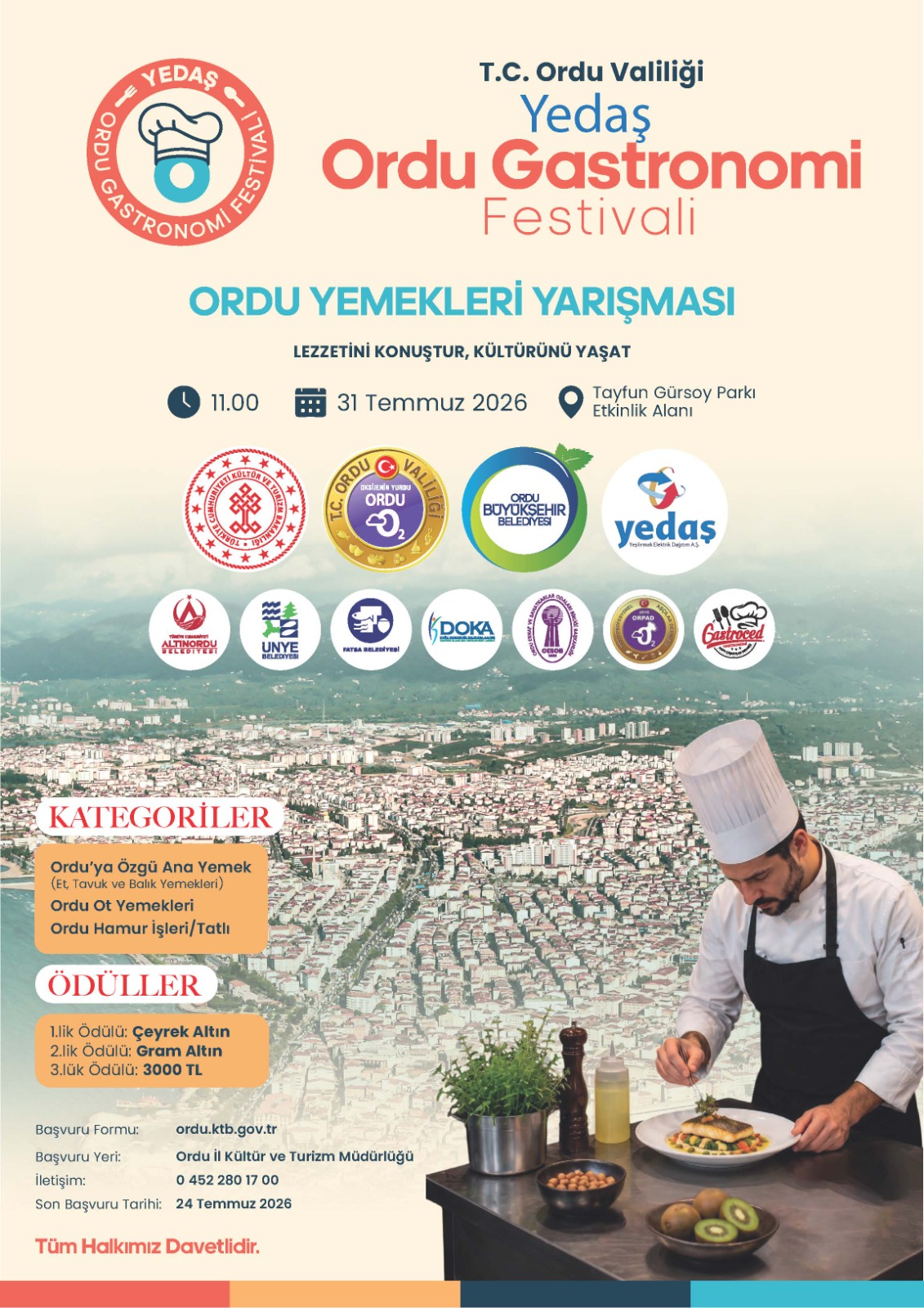 Ordu Gastronomi Festivali Yemek Yarışması İçin Başvurular Başladı